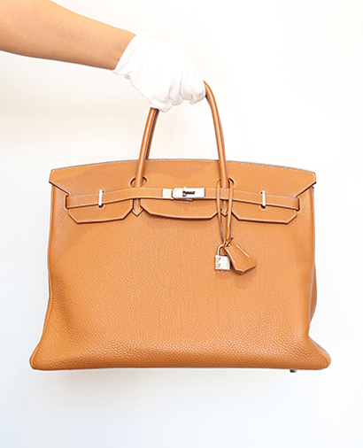 Birkin 40 Togo Leather in Gold, front view